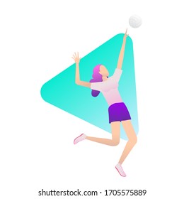 Vektorillustration-Illustration des Volleyballspielers in Aktion. Sportkonzept