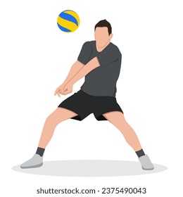 Vector illustration of volleyball player minilamist flat icon for childern book ,for poster isolated on white background