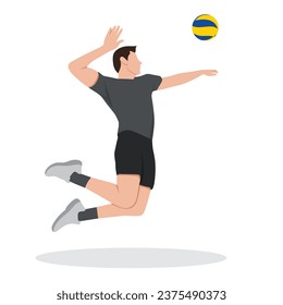 Vector illustration of volleyball player minilamist flat icon for childern book ,for poster isolated on white background