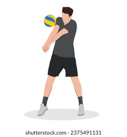 Icono de pantalla del jugador de voleibol minilamist plano icono para libro infantil, para afiche aislado en fondo blanco