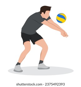 Icono de pantalla del jugador de voleibol minilamist plano icono para libro infantil, para afiche aislado en fondo blanco