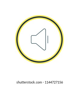 Vector illustration of volume down icon line. Beautiful melody element also can be used as decrease sound icon element.