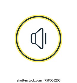 Vector Illustration Of Volume Down Outline. Beautiful Media Element Also Can Be Used As Bullhorn Element.