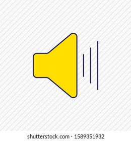 Vector illustration of volume up icon colored line. Beautiful music element also can be used as sound on icon element.