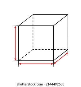 Vector illustration of volume icons (width, length and height icons) on white background.