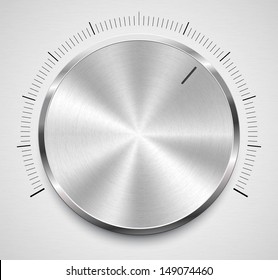 Vector illustration of volume knob with steel texture