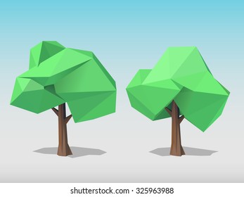 vector illustration of a volumetric polygon trees