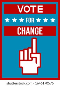 vector illustration vote for changes,for 2020 american election background poster,2020 debate president,2020 president election of USA with one finger up logo