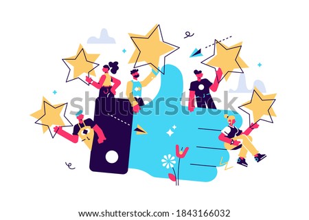Vector illustration of a vote, measurement of customer satisfaction and star rating, satisfactory rating, hand shows a class sign vector