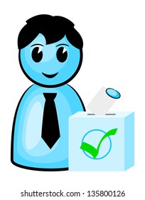 vector illustration of a voter at the polls