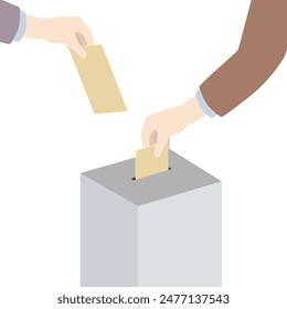 Vector illustration of voting in a ballot box