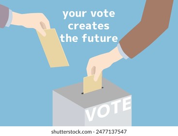 Vector illustration of voting in a ballot box