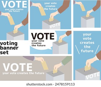 Vector illustration of voting in a ballot box set