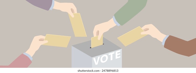 Vector illustration of voting in a ballot box