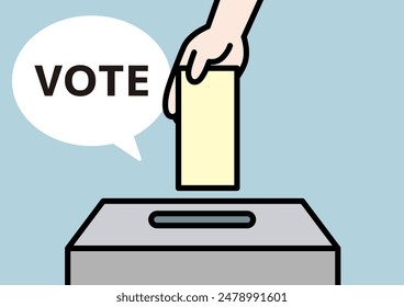 Vector illustration of voting in a ballot box