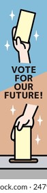 Vector illustration of voting in a ballot box