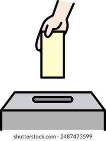 Vector illustration of voting in a ballot box