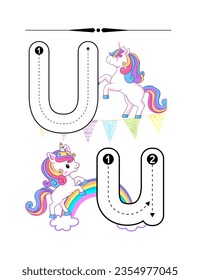 Ilustración vectorial de la vocal u. Educativo