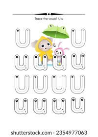 Vector illustration of the vowel u. Educational