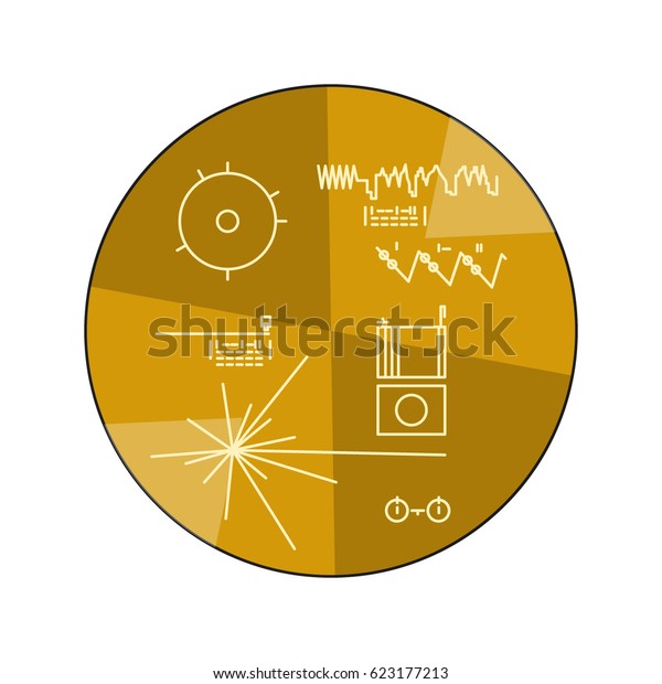 Vector illustration of the voyager golden record\
back side with explanation on white background. Space and solar\
system topic.