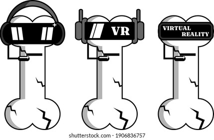 Vector illustration of VR bone cartoon mascot design graphics