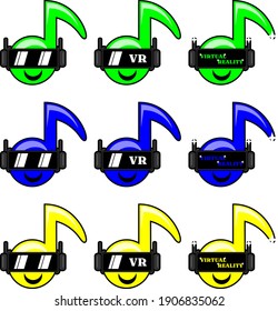 Vector illustration of VR music cartoon mascot design graphics