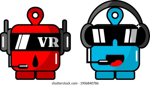 Vector illustration of VR toy hanger cartoon mascot design
