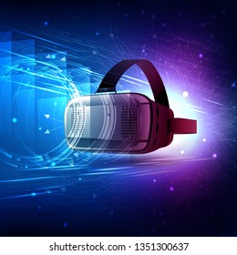 vector illustration of VR Virtual Reality headset glasses to experience futuristic cyberspace technology