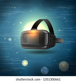 vector illustration of VR Virtual Reality headset glasses to experience futuristic cyberspace technology