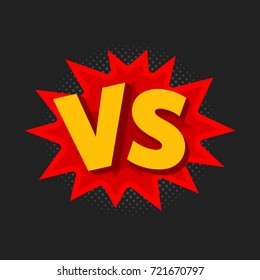 Vector illustration of VS as versus letters in comic style.