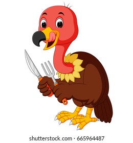 vector illustration of vulture bird cartoon
