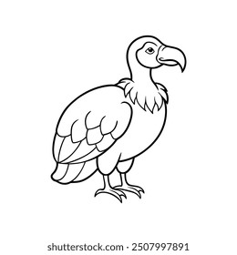 Vector illustration of a vulture in full line art, detailed and majestic for wildlife design.