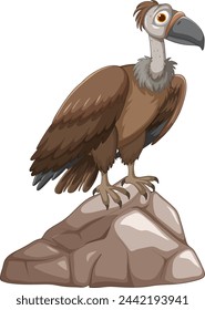 Ilustración vectorial de un buitre en una piedra.