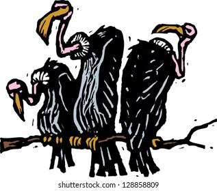 Vector illustration of vultures