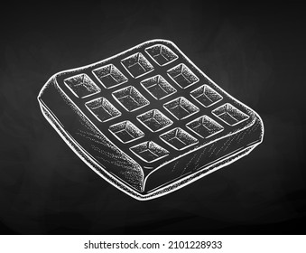 Vector illustration of Waffle. Chalk drawing isolated on chalkboard background.