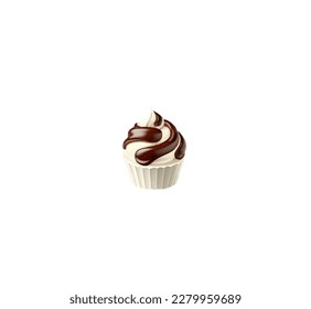 Vector illustration of a waffle cup with chocolate cream