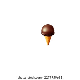 Vector illustration of a waffle cup with chocolate cream