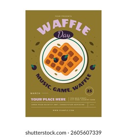Vector illustration of waffle day flyer poster template