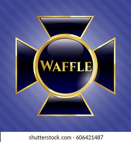 Vector Illustration of Waffle golden emblem or badge
