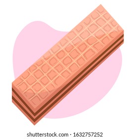 Vector illustration of waffle on a pink background. Sweets and pastry.