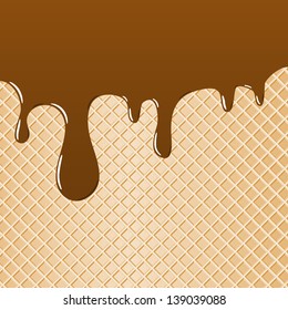 vector illustration of a waffle topped with chocolate as background