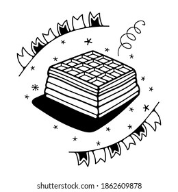 Vector illustration with waffles. Isolated on a white background. Cute doodle illustrations.