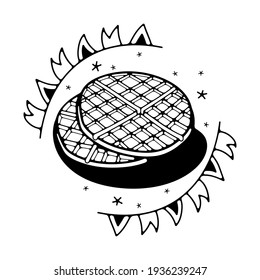 Ilustración vectorial con gofres. Aislado sobre un fondo blanco. Ilustraciones de garabatos.
