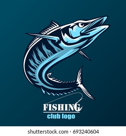 Vector Illustration of a wahoo , Acanthocybium solandri, a scombrid fish jumping up viewed from the side set on isolated white background done in retro style.