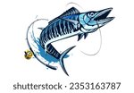 Vector Illustration of a wahoo fish. Acanthocybium solandri. A scombrid fish. Fishing logo.