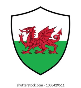 vector illustration of Wales flag, official colors and proportion correctly.