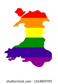 vector illustration of Wales map with LGBT flag