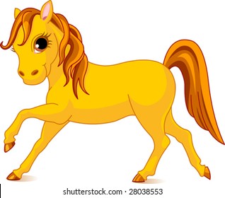 Vector Illustration of walking beautiful yellow horse