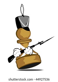 vector illustration of walking brave pawn