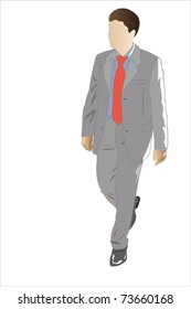 Vector illustration of walking businessman